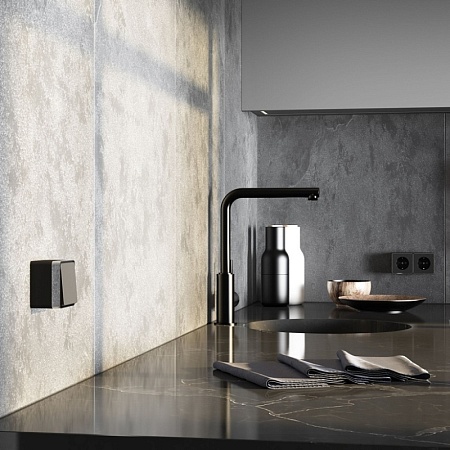 Выключатель одноклавишный влагозащищенный Gallant (черный/хром) W5010235 - фото