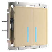 Сенсорный выключатель двухклавишный с подсветкой 1000 Вт шампань W4520011