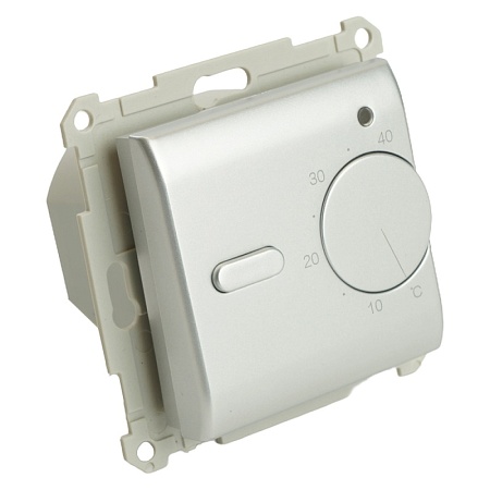 Терморегулятор механический для теплого пола (механизм), STEKKER GLS00-7117-03, 250В, 3500Вт, серия Катрин, серебро - фото