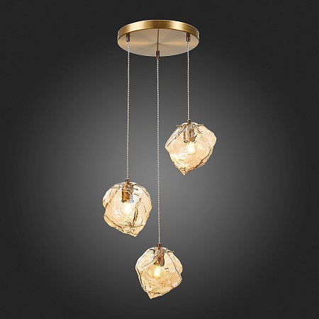 Светильник подвесной ST-Luce Латунь/Янтарный E14 3*40W SL1175.303.03 - фото