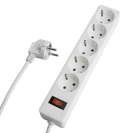 Сетевой фильтр 5-местный с/з STEKKER HM20-51-053x1мм2, 5 м, серия Optima, белый - фото