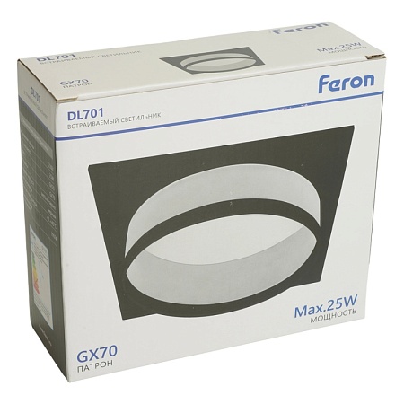 Светильник встраиваемый Feron DL701 потолочный GX70 черный квадрат - фото