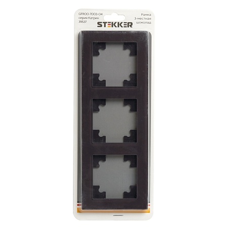 Рамка 3-местная, стекло, STEKKER, GFR00-7003-04,серия Катрин, шоколад - фото