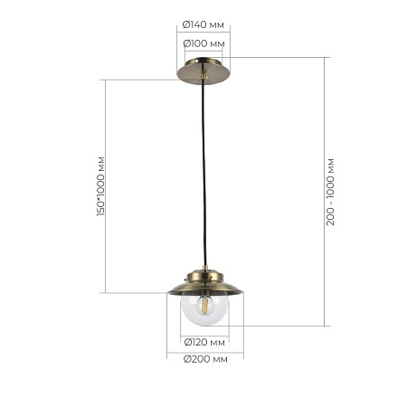 Светильник подвесной Античная бронза/Прозрачный E14 1*40W SLE110103-01 - фото