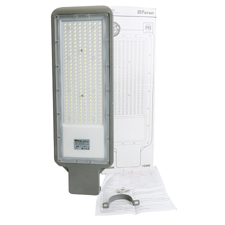 Светодиодный уличный консольный светильник Feron SP3023 120W 5000K 230V, серый - фото