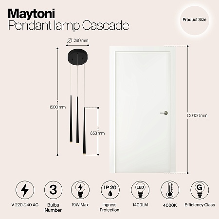 Подвесной светильник Maytoni Cascade MOD132PL-L28BK1 - фото