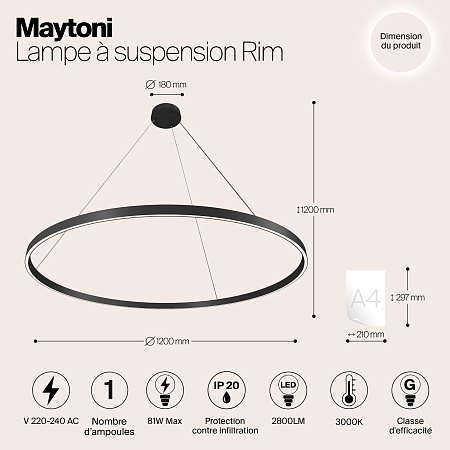 Подвесной светильник Maytoni Rim MOD058PL-L65B3K - фото