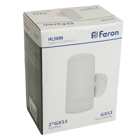 Светильник  настенный Feron HL3690 OLYMPUS 12W, 230V, 2*GX53,  белый IP20 - фото