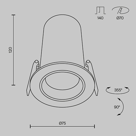 Встраиваемый светильник Technical DL125-L12-3K-W - фото