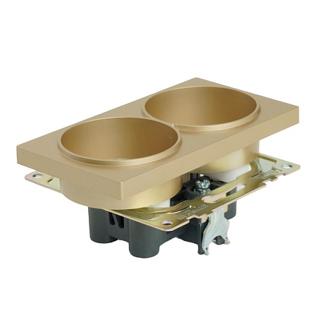 GLS10-7113-08 Розетка 2-местная с защитной шторкой (механизм) б/з, 250В, 10А, серия Катрин, золото - фото