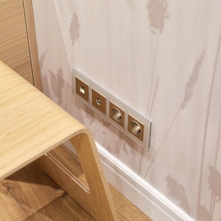 Накладка для телефонной розетки RJ11 шампань рифленый WL10-RJ-11-CP - фото