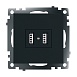 Розетка USB 2-местная (механизм), STEKKER GLS10-7115-05, 250B, 2,1А, серия Катрин, черный - фото