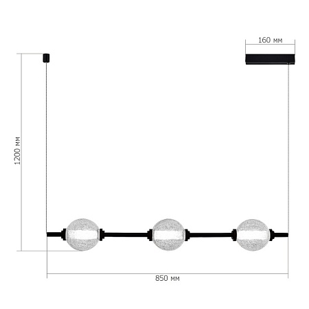 Светильник подвесной ST-Luce Черный/Прозрачное кракелированное стекло LED 3*8,5W 3000K SL6120.403.03 - фото