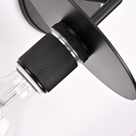 Бра Rh Utilitaire Knurled Disk Shade Sconce Black Imperiumloft 123281-22 - фото