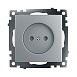 Розетка 1-местная б/з (механизм), STEKKER GLS10-7109-03, 250V, 10А с защитной шторкой, серия Катрин, серебро - фото