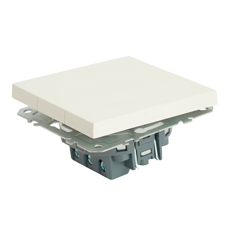 Выключатель 3-клавишный (механизм), STEKKER, 250В, 10А, серия Эмили, RSW10-5108-01, белый фарфор, soft touch - фото