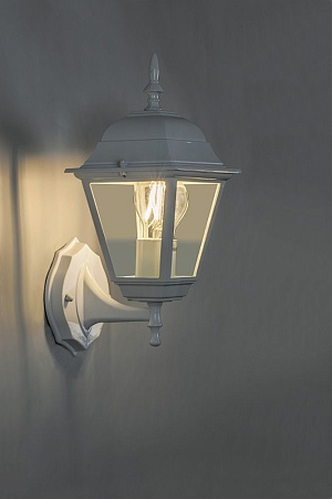 Светильник садово-парковый Feron 4101/PL4101 четырехгранный на стену вверх 60W E27 230V, белый - фото