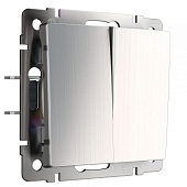 Выключатель двухклавишный глянцевый никель WL02-SW-2G
