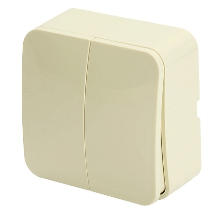 Выключатель открытой установки 2-клавишный, STEKKER, 250В, 10А, IP20, серия София, слоновая кость, MSW10-20-04 - фото