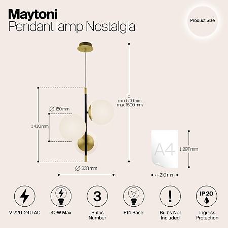 Подвесной светильник Maytoni Nostalgia MOD048PL-03G - фото