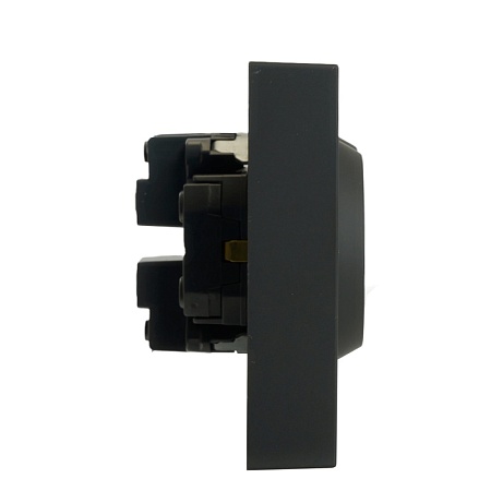 Розетка 2-местная с защитной шторкой STEKKER, с/з, 250В, 16А, серия Эмили, RST16-5114-05, черный уголь, soft touch - фото