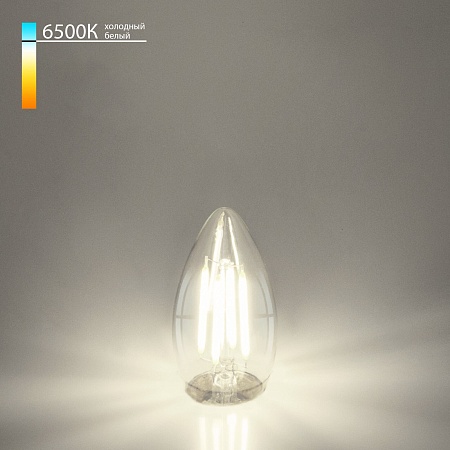 Филаментная светодиодная лампа "Свеча" C35 9W 6500K E27 прозрачная BLE2759 Elektrostandard - фото