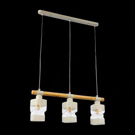 Светильник подвесной Белый, Светлое дерево/Белый, Прозрачный E27 3*60W SLE114503-03 - фото