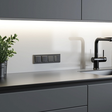 Выключатель двухклавишный проходной (графит матовый) W1122064 - фото