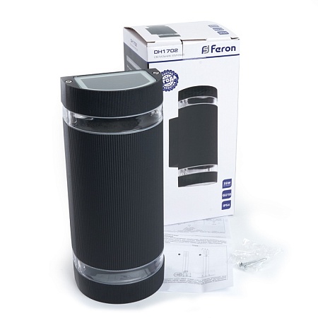 Светильник садово-парковый Feron DH1702, на стену вверх/вниз, GU10 230V, черный - фото