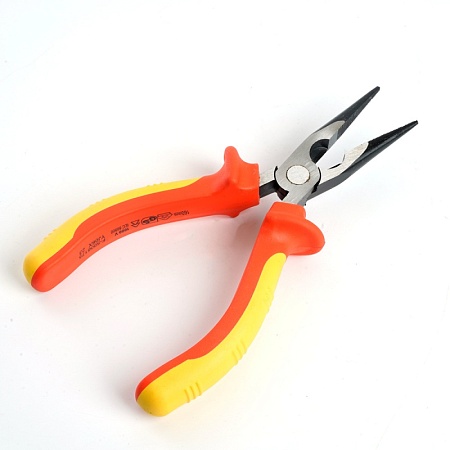 PLM-2-160-P Длинногубцы диэлектрические, 160мм, Cr-V, двухкомпонентная рукоятка - фото