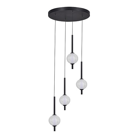 Светильник подвесной ST-Luce Черный/Прозрачное кракелированное стекло LED 4*8,5W 3000K SL6120.403.04 - фото