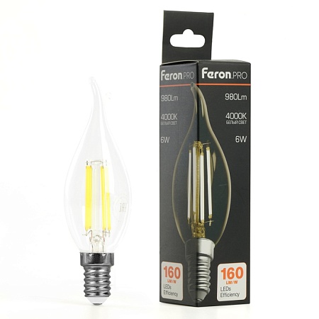 Лампа светодиодная Feron.PRO LB-1216 Свеча на ветру E14 6W 175-265V 4000K - фото