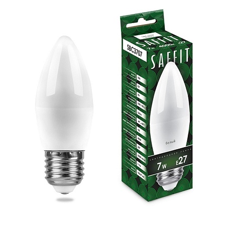 Лампа светодиодная SAFFIT SBC3707 Свеча E27 7W 230V 4000K - фото