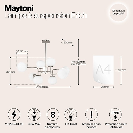 Подвесной светильник Maytoni Erich MOD221-PL-08-N - фото