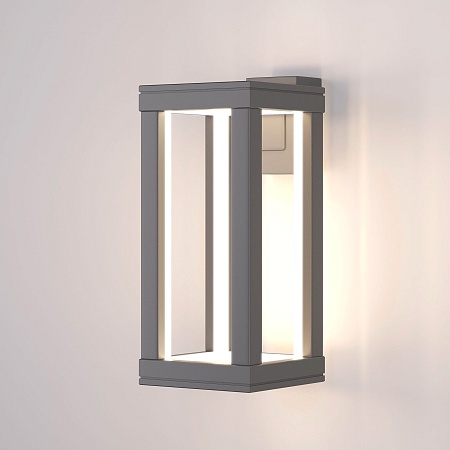 Уличный настенный светодиодный светильник Frame LED IP54 1527 TECHNO LED серый Elektrostandard - фото