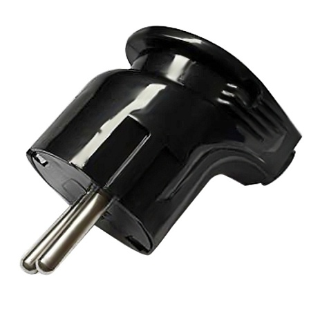 Вилка угловая с/з STEKKER, PPG16-46-202, пластик, 250В, 16A, IP20, черный - фото