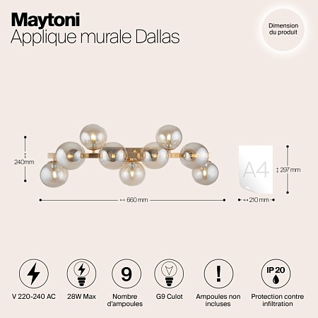 Настенный светильник (бра) Maytoni Dallas MOD547WL-09G - фото