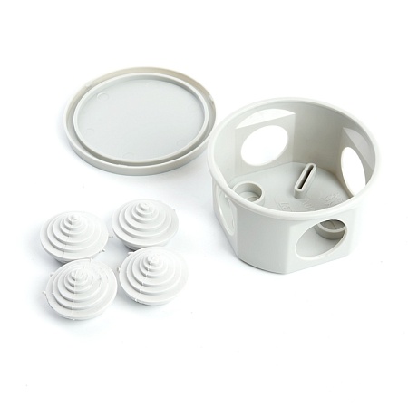 Коробка разветвительная STEKKER EBX20-34-44, 75*75*40мм, 4 ввода, IP44, светло-серая (GE41237) - фото