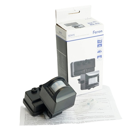 Датчик движения 1200W 10m 120° черный, SEN15/LX02 - фото