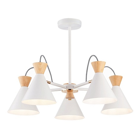 Светильник потолочный Белый, Золотистый/Белый, Светлое дерево E14 5*40W SLE125102-05 - фото