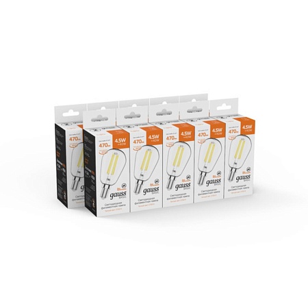 Светодиодная филаментная лампа Gauss ST45 4,5W 470Lm 2700K E14 1141115 - фото