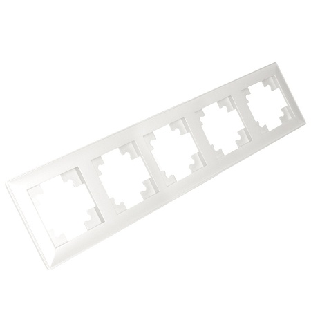 Рамка STEKKER, PFR00-7005-01 5-местная, пластик, серия Катрин, белый - фото