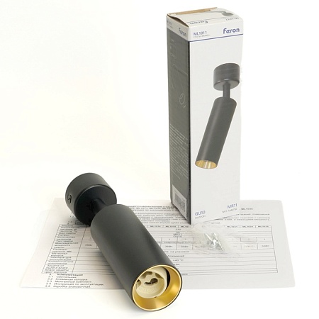 Светильник Feron ML1011 настенно-потолочный под лампу GU10, черный + золото - фото