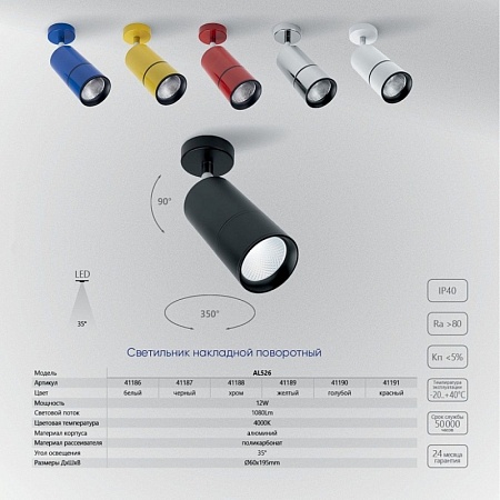Светильник накладной светодиодный для акцентного освещения FERON AL526 41189 - фото