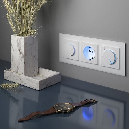 Розетка с заземлением и подсветкой белая WL01-10-03 - фото