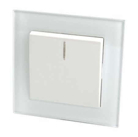 Выключатель 1-клавишный c индикатором, STEKKER, GLS10-7001-01, 250В, 10А, серия Катрин, белый - фото