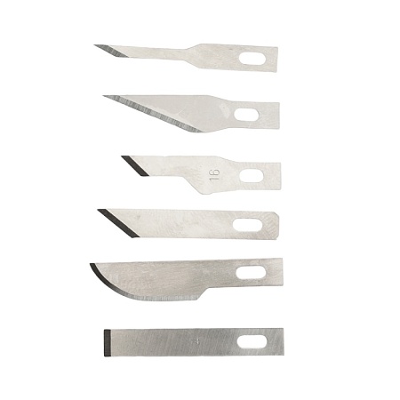 Нож макетный с алюминиевой рукояткой, 0,5 мм, кейс, 6 лезвий в комплекте, STEKKER KMU-41-S - фото