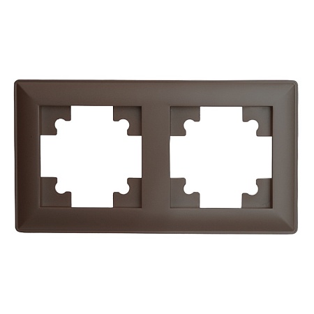 Рамка STEKKER, PFR00-7002-04 2-местная, пластик, серия Катрин, шоколад - фото