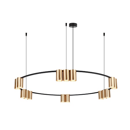 DK4067-BK+SG Подвесной светильник ORBIT, IP20, 15xGU10 LED, до 15 Вт, черный + сатинированное золото, алюминий - фото