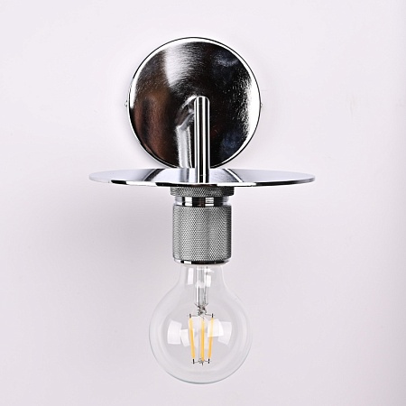 Бра Rh Utilitaire Knurled Disk Shade Sconce Silver Imperiumloft 123283-22 - фото